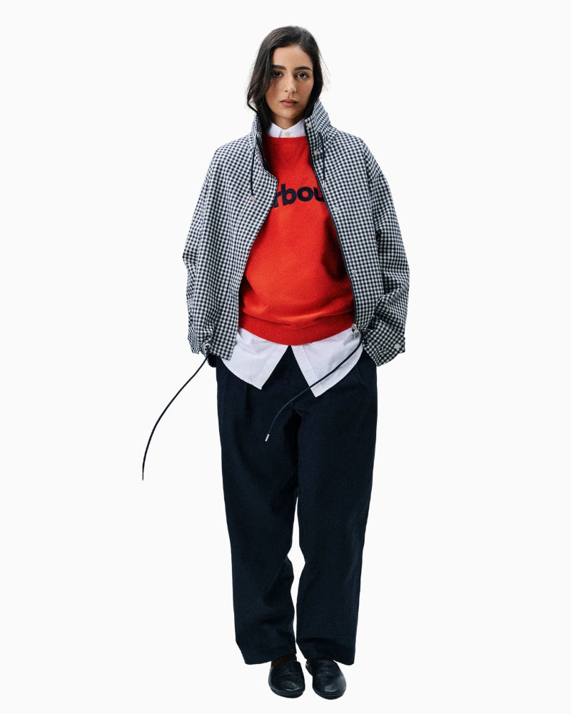 Barbour Bronwyn check showerproof jacket navy open front view – Áines Boutique