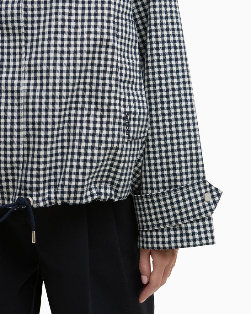 Barbour Bronwyn check showerproof jacket navy cuff detail – Áines Boutique
