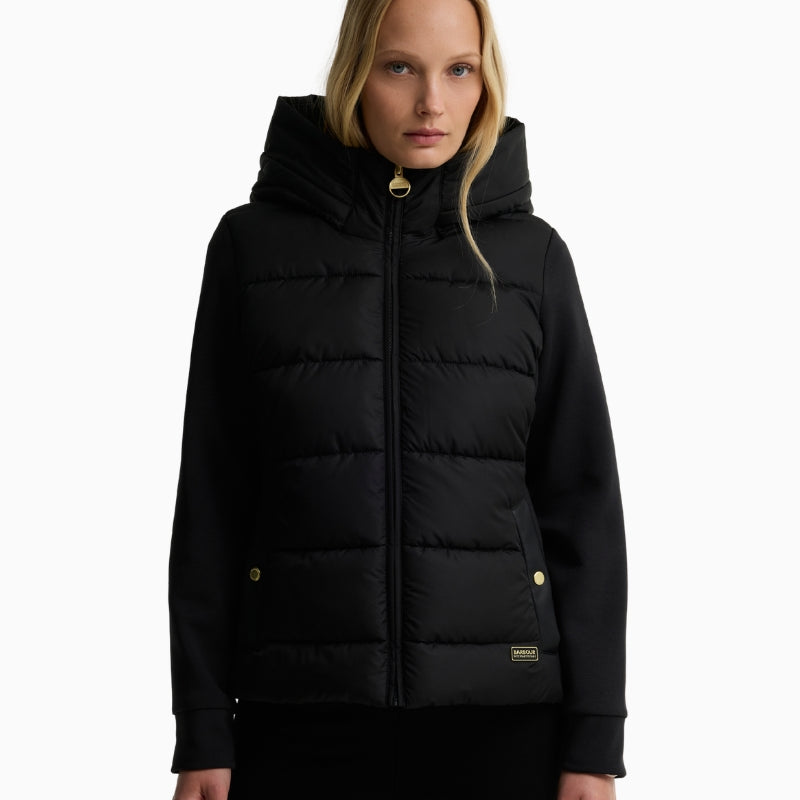 Barbour Conway Quilted Sweatshirt in Black front view