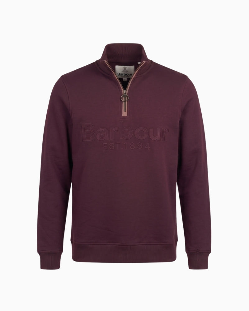 Barbour Cynthia Half Zip Sweatshirt in Bordeaux front view