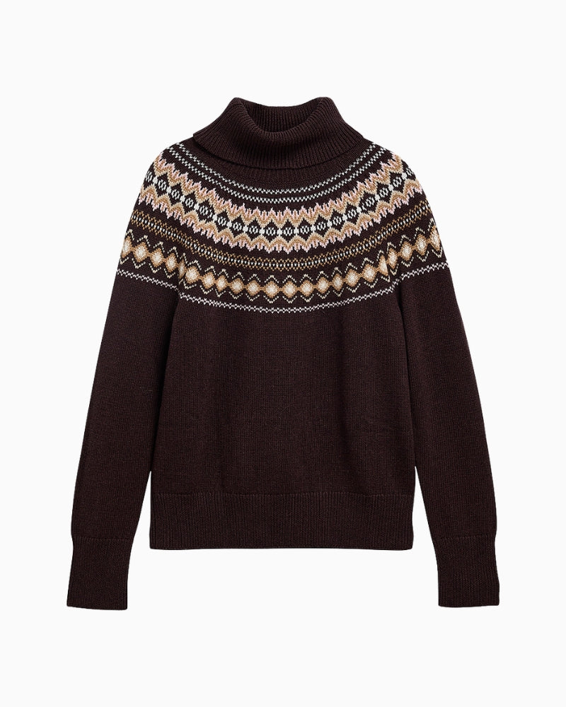 Barbour Darwen Jumper Brown roll neck detail