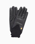 Barbour Deanna black leather gloves with touchscreen-friendly design