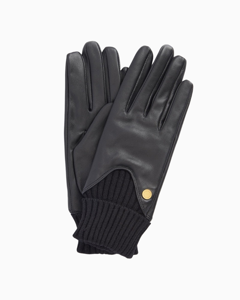 Barbour Deanna black leather gloves with touchscreen-friendly design