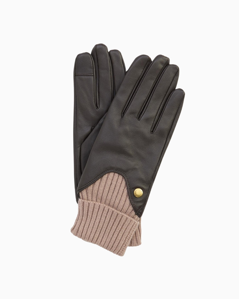 Barbour Deanna brown leather gloves with touchscreen-friendly design