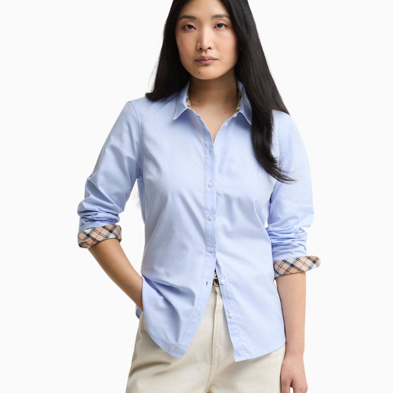 Barbour Derwent Long-Sleeved Shirt in Blue front view