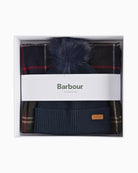 Barbour Dover Beanie & Hailes tartan scarf gift set in branded box
