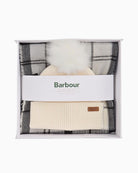 Barbour Dover Beanie & Hailes monochrome tartan scarf gift set in box