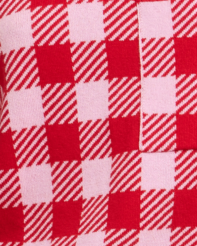 Barbour Esther knitted jumper red, close-up fabric view – Áines Boutique