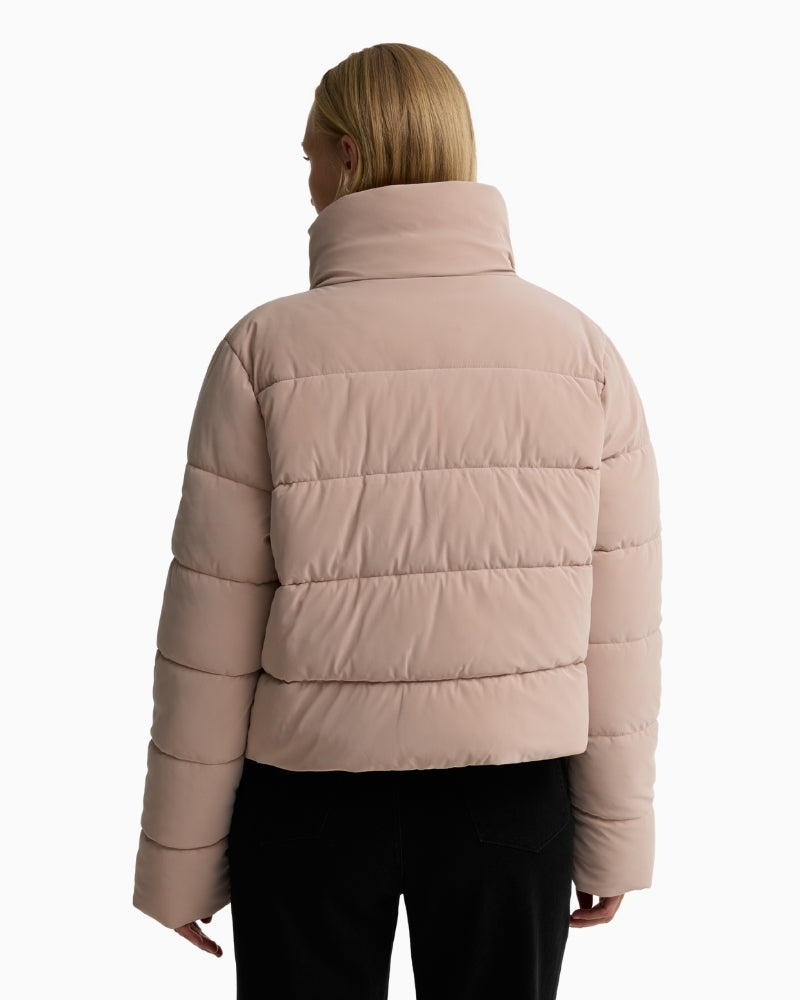 Barbour Halina Puffer Jacket in light beige back view