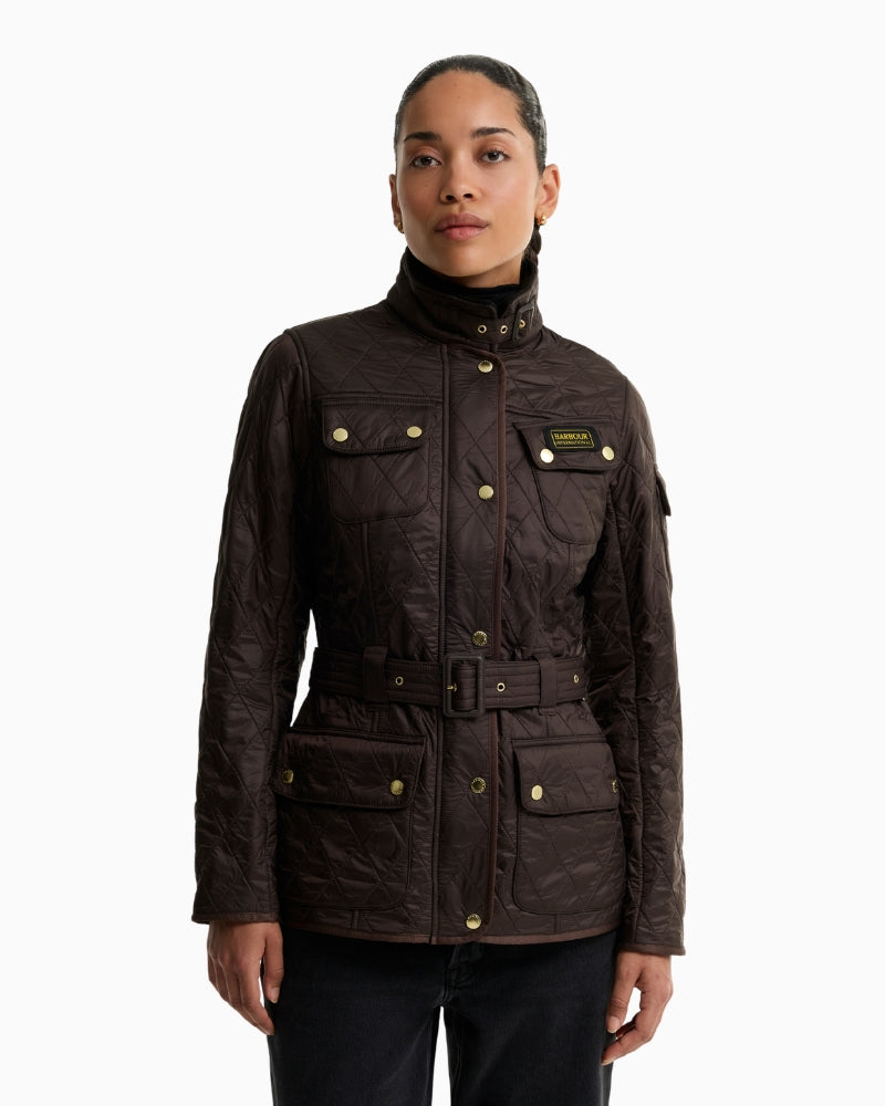 Barbour International Polarquilt Jacket in Brown front view