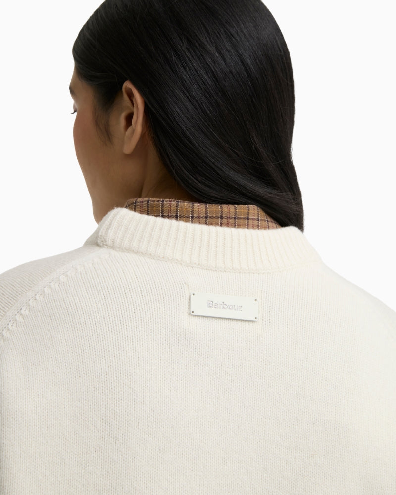 Barbour Ivybridge Jumper Ecru logo detail