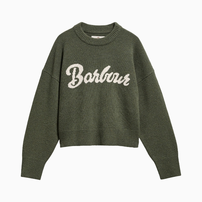 Barbour Ivybridge Jumper Olive front view
