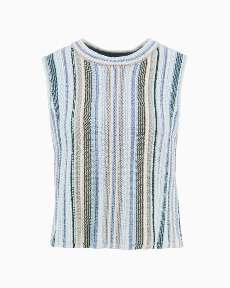 Barbour Josie knitted vest striped front view