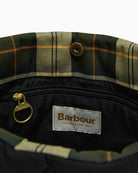 Overhead view of Barbour quilted tote bag with spacious open compartment and lining
