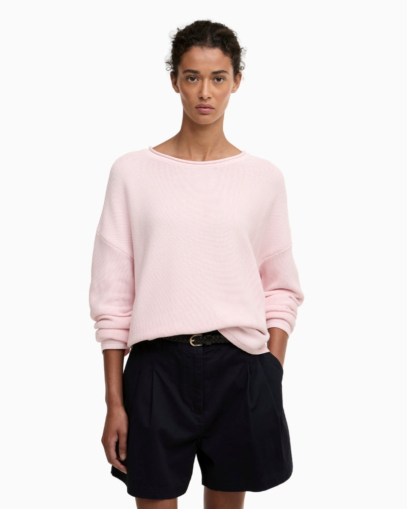 Barbour Marine knitted jumper pink, front detail view – Áines Boutique