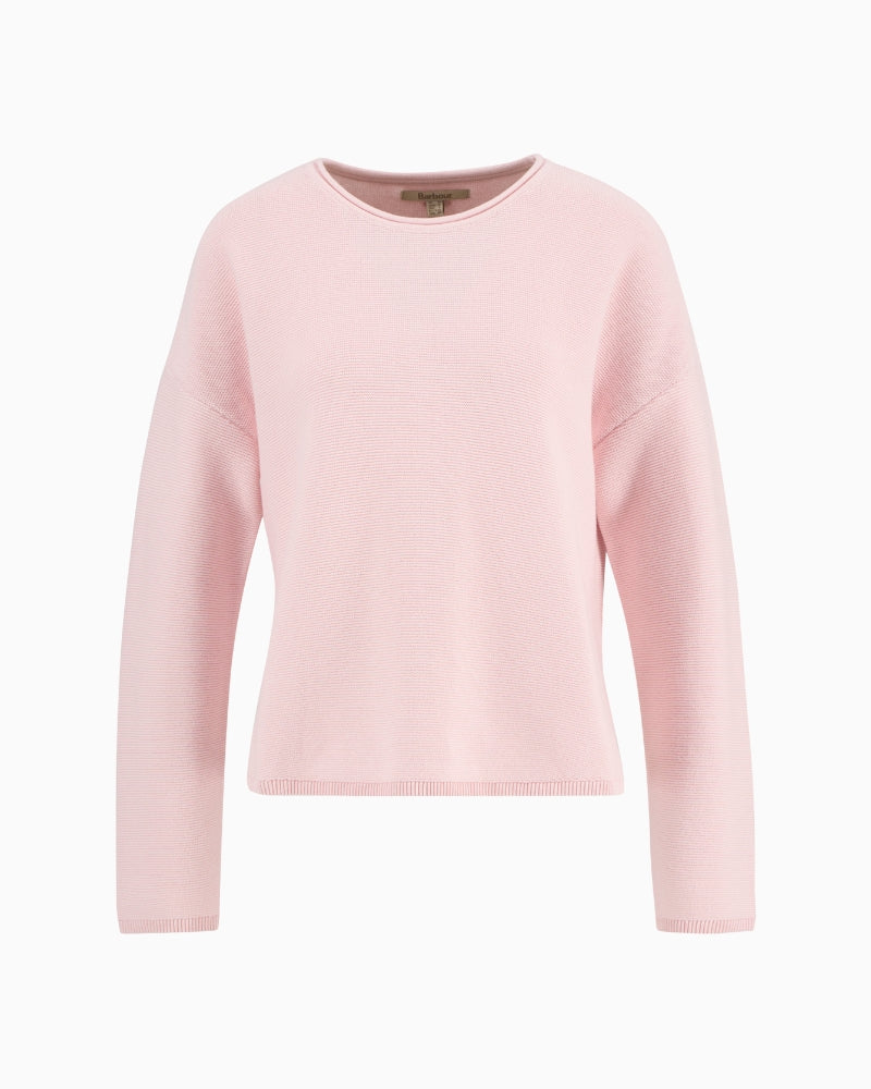 Barbour Marine knitted jumper pink, flat lay front view – Áines Boutique