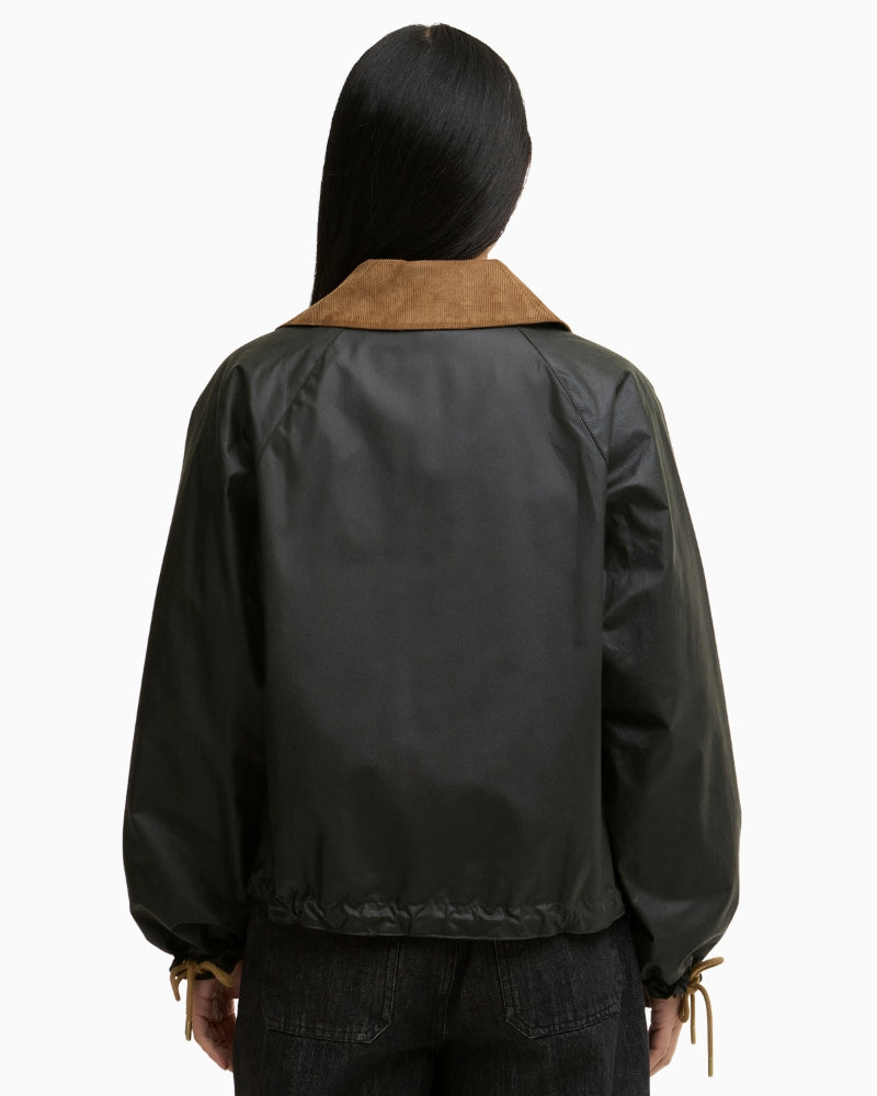 Barbour Marron wax jacket olive back view – Áines Boutique