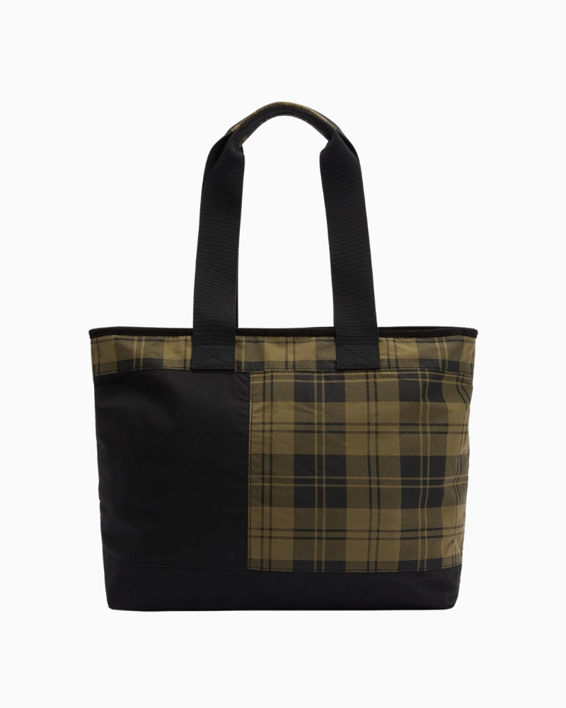 Back view of Barbour Mya Patchwork Tote Bag with classic tartan accents