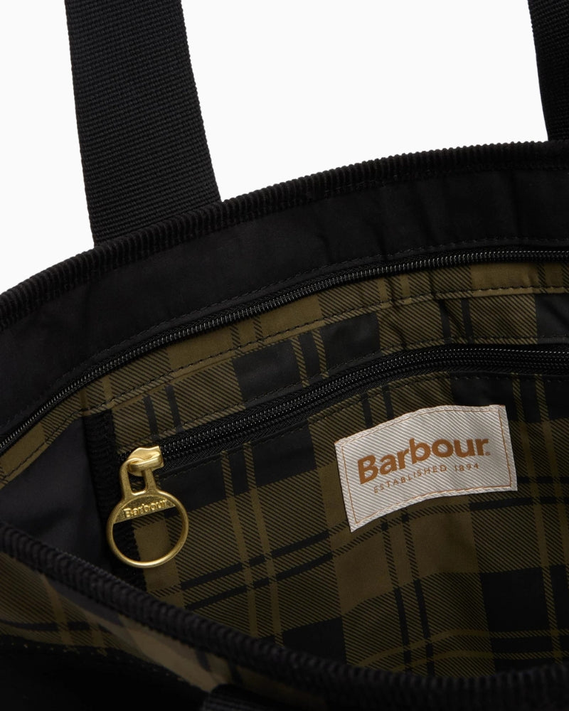 Interior view of Barbour Mya Tote Bag with tartan cotton lining and roomy space