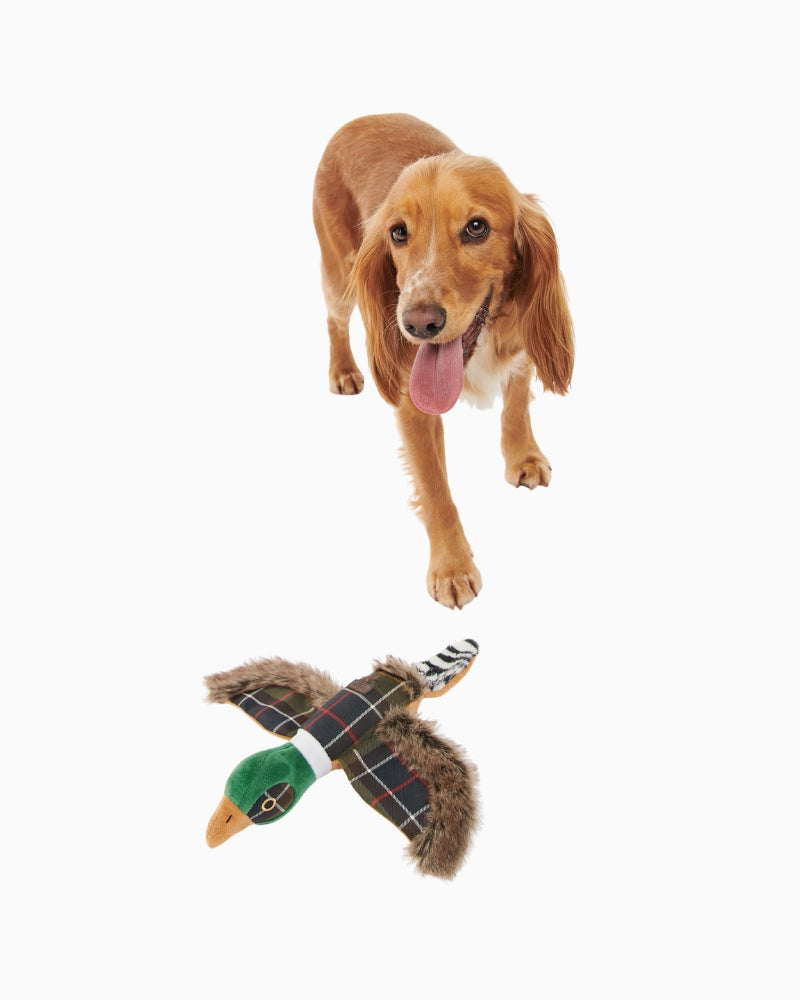 Barbour Pheasant Dog Toy in tartan fabric with classic detailing