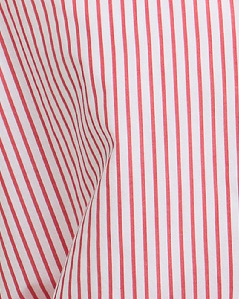 Barbour Polly striped shirt red, close-up view of fabric– Áines Boutique
