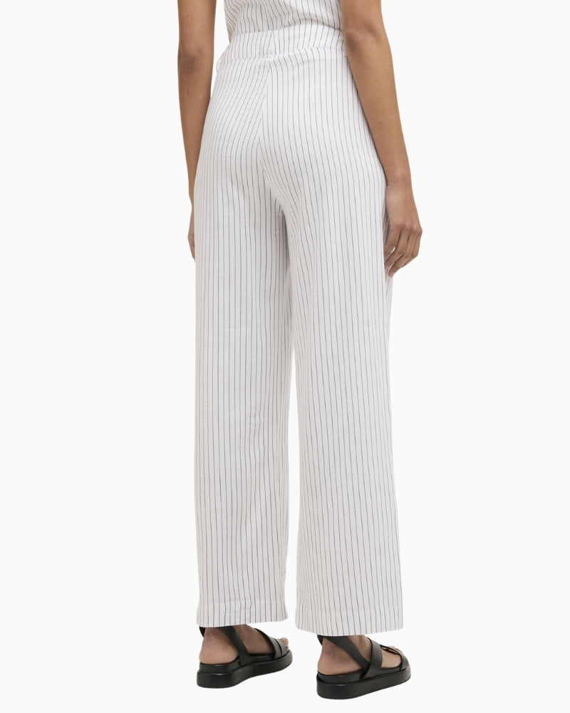 Barbour Sloane striped straight-leg trousers white navy stripe back view on model