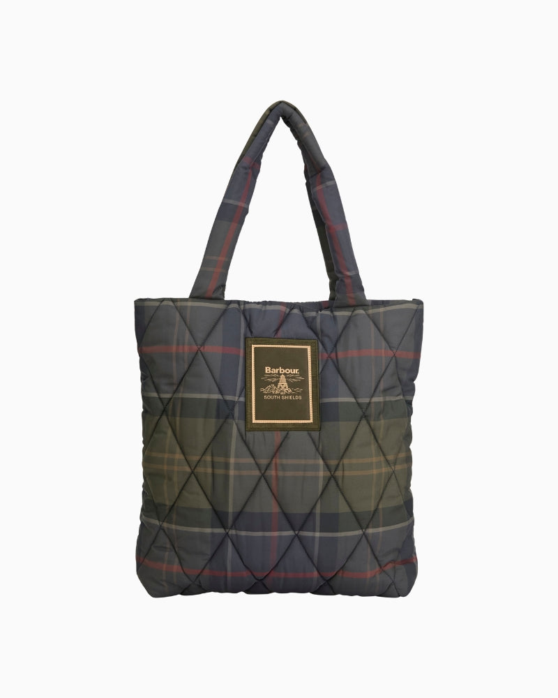 Barbour Tartan Arlene Quilted Tote in Tartan front view