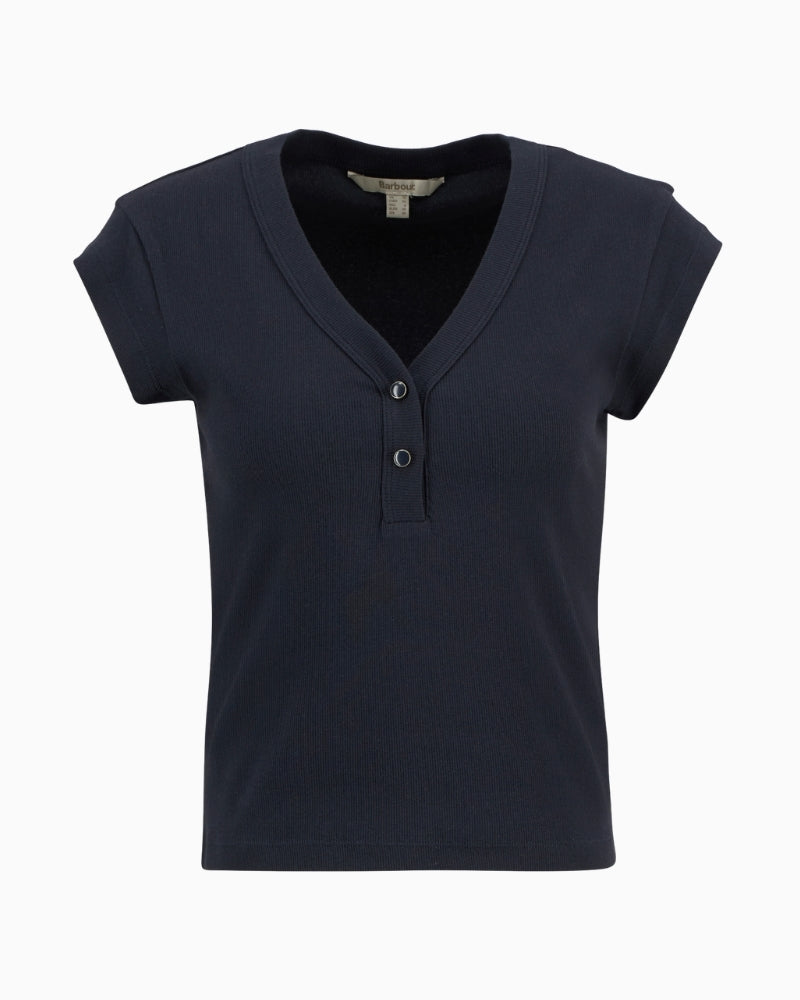 Barbour Verona ribbed T-shirt dark navy front view