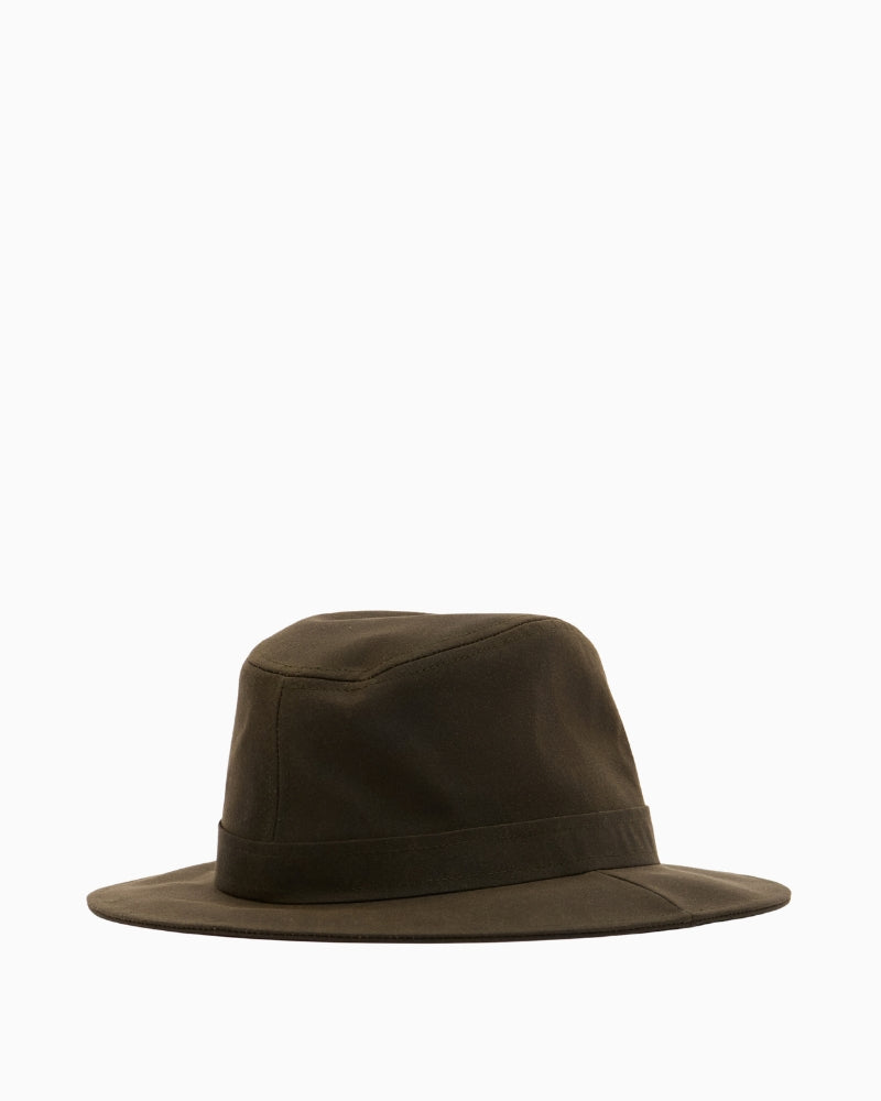 Barbour Vintage Wax Bushman Hat in Olive rear view