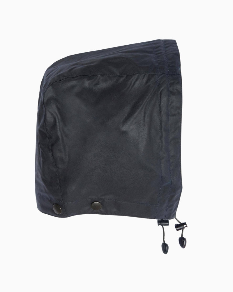 Barbour Waxed Cotton Hood in navy side view
