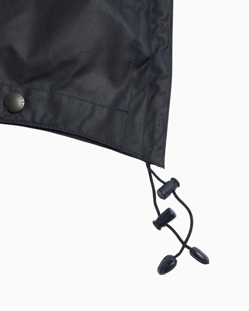 Barbour Waxed Cotton Hood in navy string detail