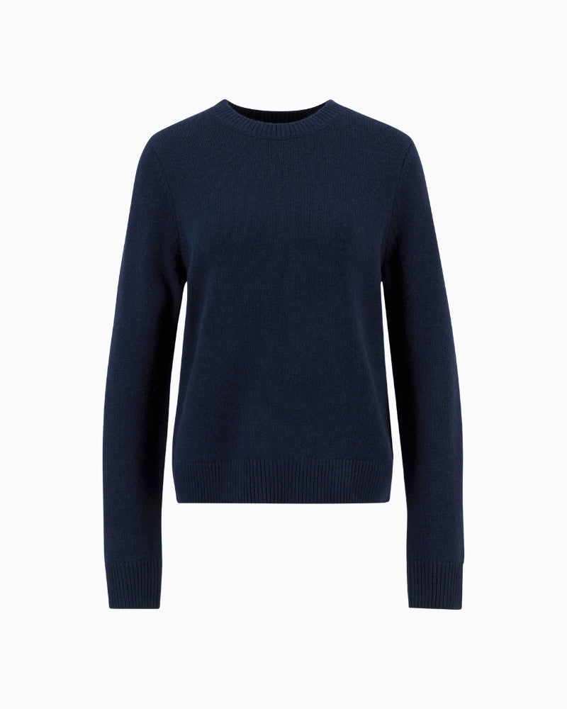 Barbour Woodhouse Cashmere Jumper Navy flat front view
