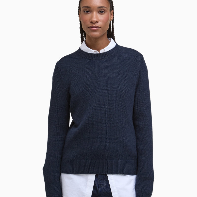 Barbour Woodhouse Cashmere Jumper Navy front view