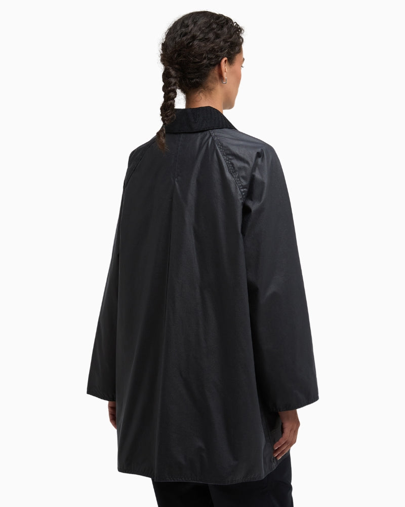 Barbour Wren wax jacket navy back view – Áines Boutique