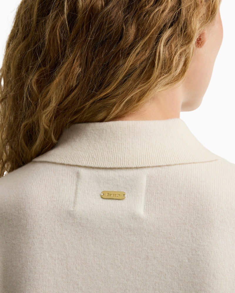 Barbour Wynn Jumper Cream back neck logo detail