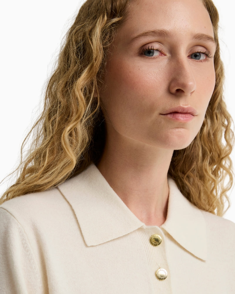 Barbour Wynn Jumper Cream collar and button detail