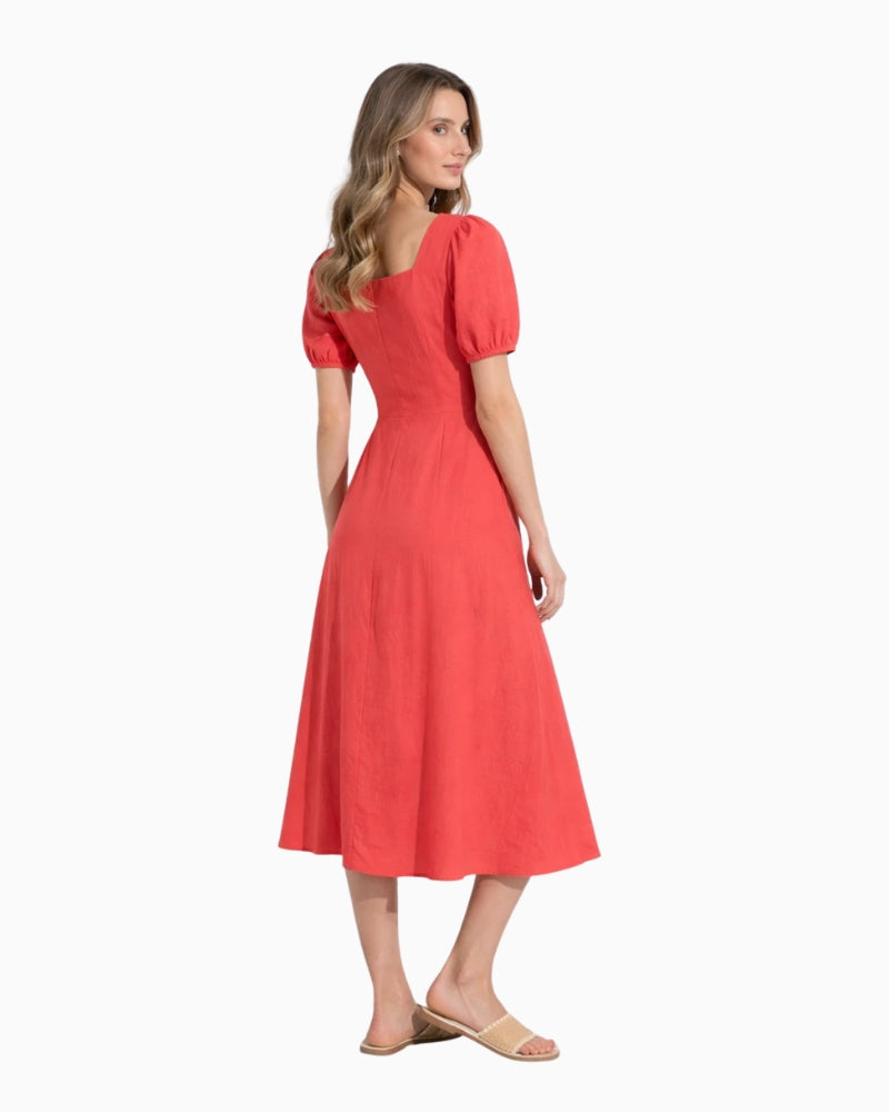 Bariloche Bursa Dress in Coral back view