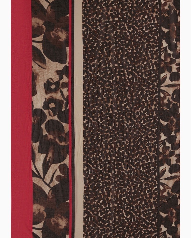 Full view of floral Betty Barclay scarf in soft woven fabric draped loosely