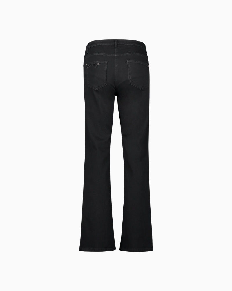Back view of casual cotton trousers with plain finish and comfortable fit