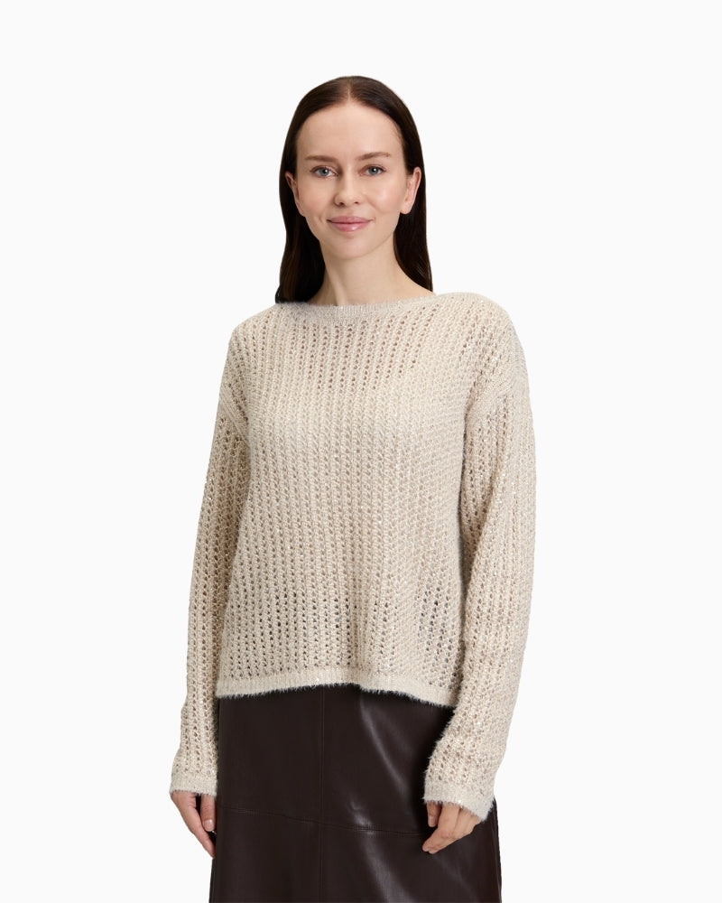 Plain chunky knit jumper by Betty Barclay with bateau neckline and long sleeves