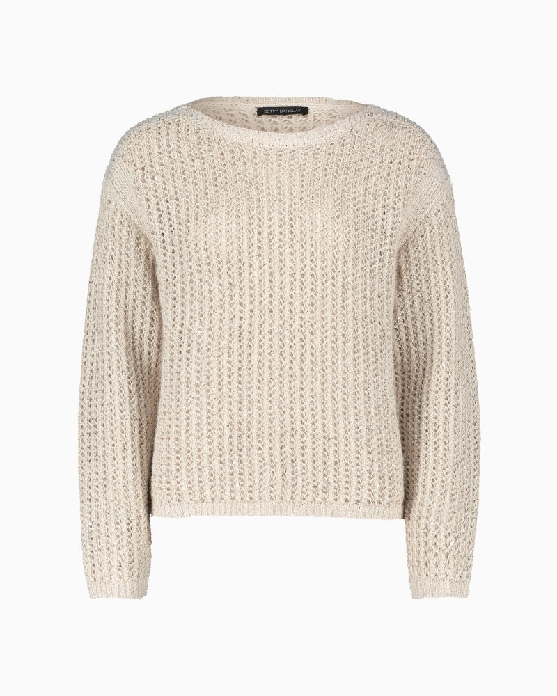 Plain chunky knit jumper by Betty Barclay with bateau neckline and long sleeves