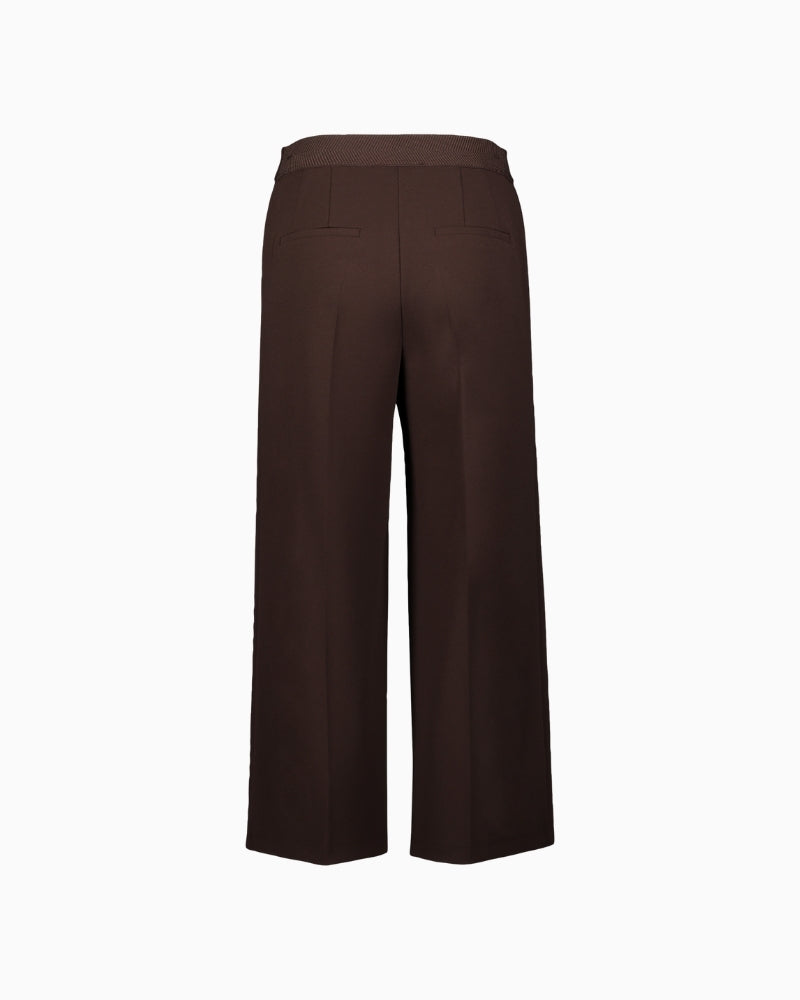 Back view of ¾ length relaxed trousers showing clean fit and wide leg