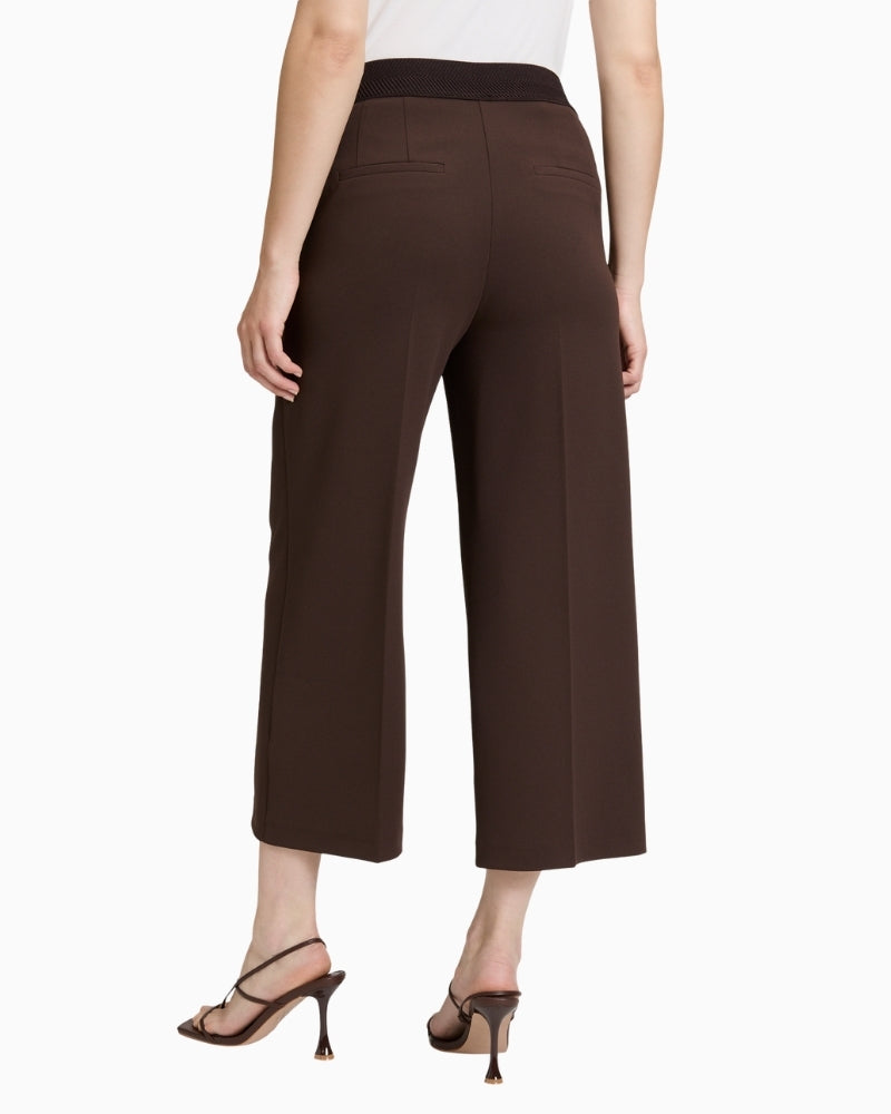 Back view of ¾ length relaxed trousers showing clean fit and wide leg