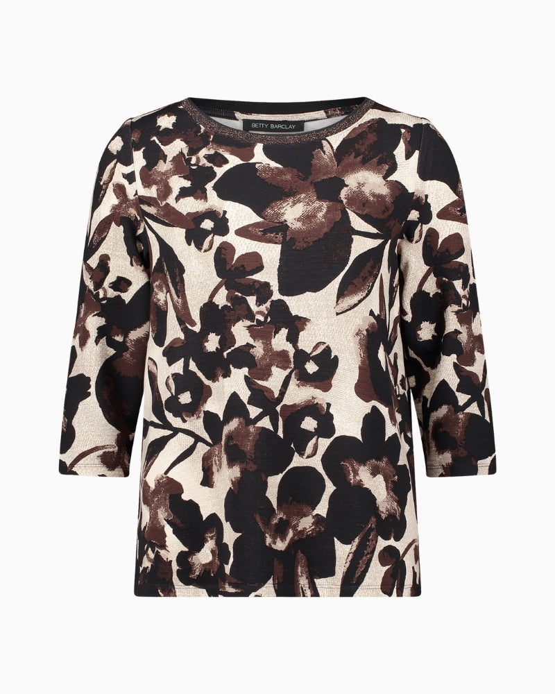 Floral print sweatshirt by Betty Barclay with ¾ sleeves and bateau neckline