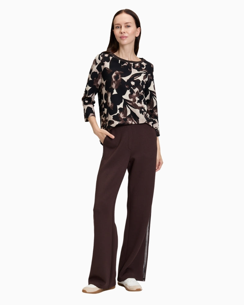 Floral print sweatshirt by Betty Barclay with ¾ sleeves and bateau neckline