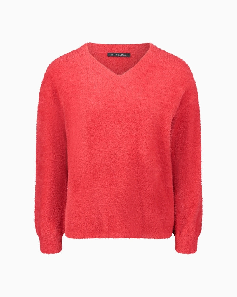 Front view of Betty Barclay V-neck knit jumper with long sleeves and casual fit