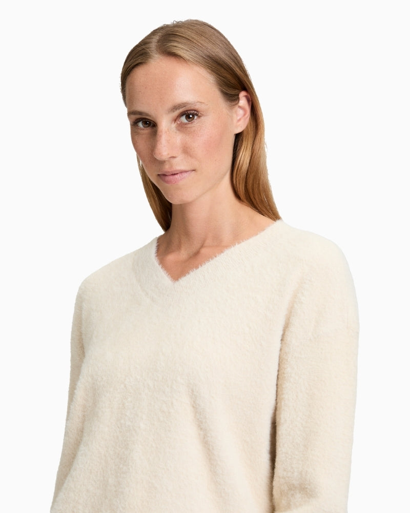 Close up of Plain knit V-neck jumper by Betty Barclay in soft polyamide blend