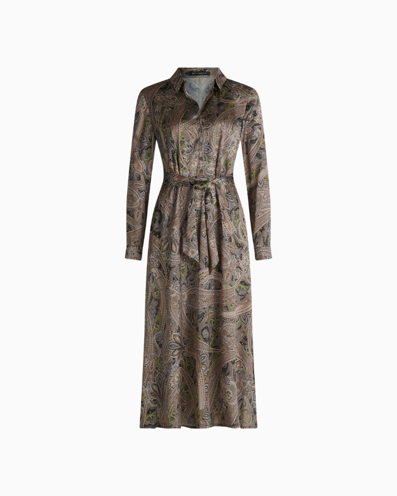 Paisley print midi shirt dress by Betty Barclay with tie waist and long sleeves