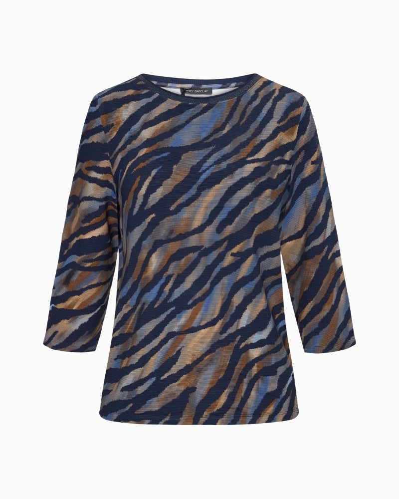Betty Barclay Animal Print Sweatshirt in Blue animal print detail