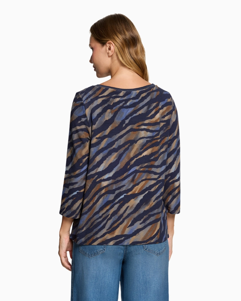 Betty Barclay Animal Print Sweatshirt in Blue back view